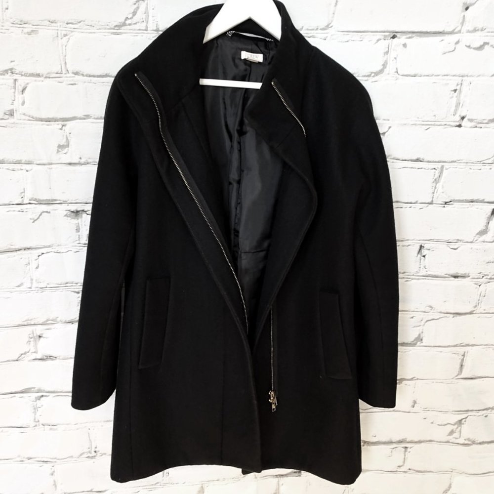 J. Crew Black Wool Blend Zip Coat - Picture 2 of 9